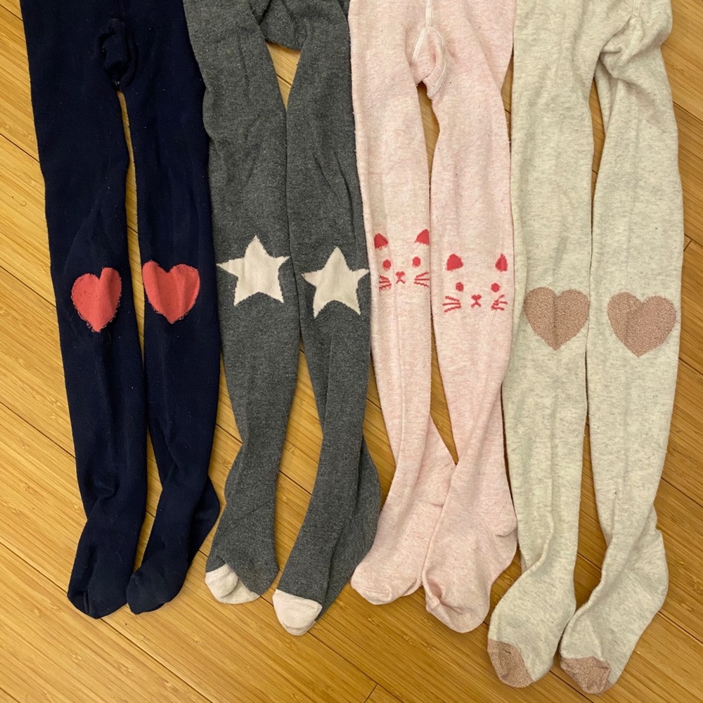 Girls Gap Cotton Knit Tights with Knee Designs